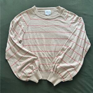 MISA, M, balloon long sleeve Lightweight Striped Sweater – Cream & Red